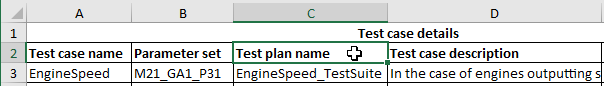 Excel Testplan Column
